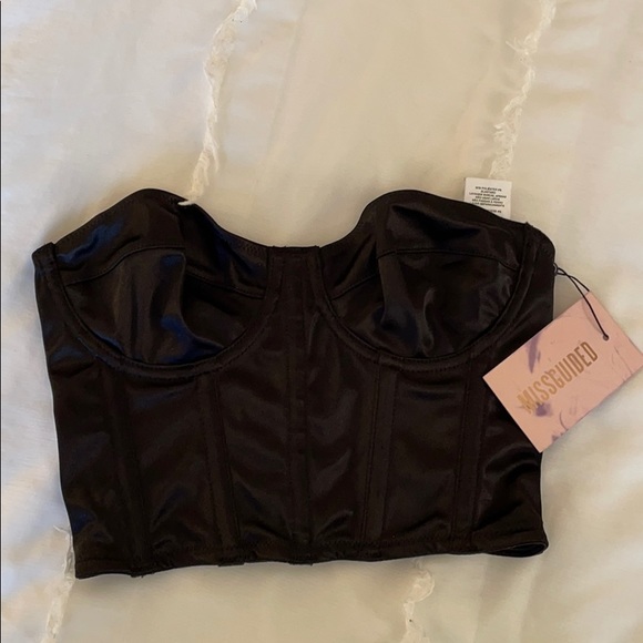 Missguided Black Satin Bustier - Picture 1 of 4